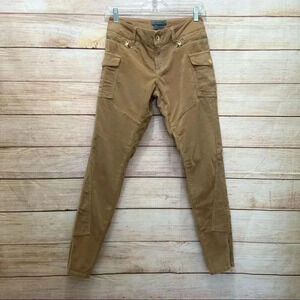 Ted Baker 26 Corduroy Skinny Combat Trouser Camel Ankle Zip Patch Pocket NWT.